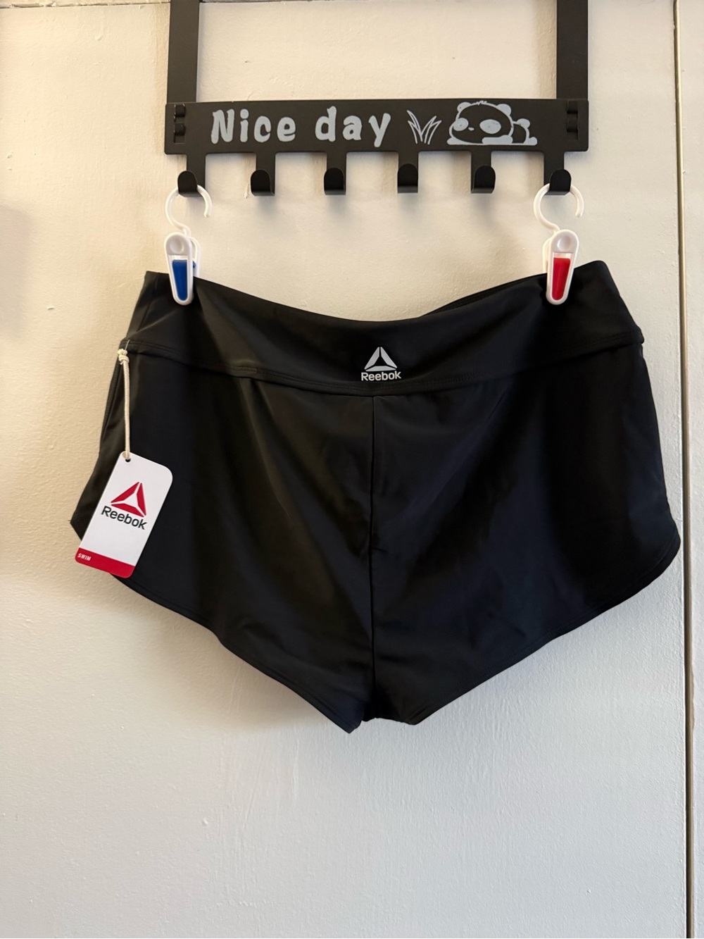Reebok Black Women's Swim Bikini Bottoms with Center Logo